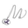 GX055 Consapevolezza del cancro Purper Purper Ribbon Targhetta Forza speranza Coraggio Lettere Amore Lettere cavi rotonde Collana a sospensione per regalo3162