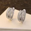 INS Top Selling Fashion Jewelry 925 Sterling Silver Pave White Sapphire CZ Diamond Gemstones Party Femmina femmina Bridal Clip Earrin258V