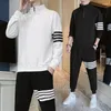 メンズトラックスーツ韓国のロパ2023ファッションメンズ服パーカーとパンツメンズ2ピースセットデザイナー服秋のカジュアルスウェットシャツ