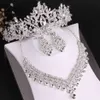 KMVEXO Luxo Cristal Cristal Pastações de Cridal Coroa Coroa Rinco Tiara Brincos Cara de Cara Carkin