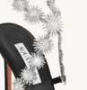 24S New Top Brand Aquazzura Comet Women Sandals Shoes Flower Jewel-like embellishments Thin Stiletto Heels Ladies Party Wedding With Box EU35-43