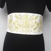 Women's runway fashion embroidery elastic satin Cummerbunds female Dress Corsets Waistband Belts decoration wide belt R1590223p