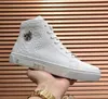 Fashion Men's Luxury Sneaker Skull Casual Shoes Fish Scale Noir en cuir authentique Veurs