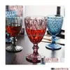 Wijnglazen gekleurd water Gobets 10 oz feest rood glas voor sap Drink Drink Embosed Design Drop levering Huis Kitaal Kitchen Keuken Dhhud