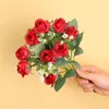 装飾的な花30cmピンクローズサンセットレッドペーニーブーケ