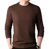 Heren t shirts o-neck lange mouw t-shirt veer herfst solide kleur all-match casual eenvoudige tops mode losse knappe mannelijke putjes