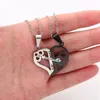 Hanger kettingen mode 2 pc's/set Valentijnsdag magnetische gekoppelde ketting voor vrouwen paar choker keten hart sleutel stiksels sieraden