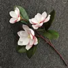 Dekorativa blommor 1 st 72 cm verklig beröring konstgjord magnolia orkidé 3 huvuden bröllop christams hem matbord dekoration falsk växtblomma