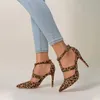 Kleiderschuhe Luxus Frauen Single dünne Heel High Heels speicherte Leopardendrucken Sandalen Bankett groß 11