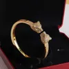 Braccialetto di lusso Full Diamond Tiger's Head Love Braccialetti Braccialetti da donna Gioielli classici per il matrimonio in acciaio in acciaio oro oro argento non si dissolve mai non allergico