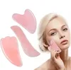 Handmade Rose Quartz Jade Gua Sha Tools Set with Gift Box Natural Crystal Guasha Scraping Massage Tool Stone Facial Skincare Kits