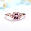 Wedding Rings Kuololit Hexagon London Blue Topaz Gemstone Ring for Women Soid 925 Sterling Silver Tanzanite Morganite Jewelry for Engagement 231222