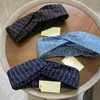 Plaid Jeans Haarband Blau gekreuztes Stoff Tuch dünne Kopftuch Frauen im Freien Buchstaben Kopfschmuck Freier Kopfwaffen276W