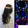 Other Event Party Supplies Women Girls Led Light Up Flower Headband Flashing Glow Crown Hair Wreath Hairband Luminous Garlands Dro Dhoy4
