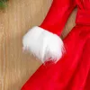 Sukienki dziewczynki 1-7y dla dzieci dziewczyny impreza księżniczka sukienka na Boże Narodzenie futrzane aksamitne długie rękawe sukienka A-line z paskiem Zimowe ubranie