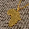 Anniyo Silver Color Gold Color Africa Map with flag arndant chain chainclaces maps african maps المجوهرات للنساء الرجال #035321p280s