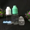 2500 st/Lot Square Oil-flaskor 10 ml PET Tomma droppflaskor med barnsäkra lock Långt tunt spets för e-vätskan E-JUICE NHFFK