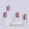 1-5ml Botellas de bolas de óleo esenciales Perfumes transparentes Líquidos de aceite Roll en botellas con rodillo de metal Lwmtn