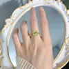 Anneaux de mariage Jinrom Vintage 18K Gold plaqué 925 STERLING SILPS 9 * 11 mm Zircon péridot Gemstone Wedding Fine Jewelry Ring For Women Gift 231222