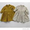 Girl's Dresses 2023 New Baby Girl Party Dress Long Sleeve Cotton Linen Retro Dress European American Style Autumn Spring Kids Princess Dresses