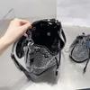 New stylish bucket bag solid color crystal diamond shoulder crossbody bag women's men's messenger bag 2 sizes ote bags for women