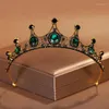 Hårklipp barock vintage svart krona för kvinnor gotiska bröllop brudtillbehör tiaras strängbrudbruten tiara tiara huvudstycke