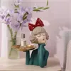 3D Mooi meisje Standbeeld Home Decoratie Figurine Miniatuur Moderne Noordse beeldhouwtafel Decor Living Room Decoratieve bureau Opslag 231221