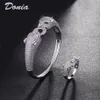 Donia Jewelry Luxury Bangle Party European and American Fashion Large Classic Animal Copper Micro-InlaidZircon Bracelet Ring Set 204i