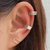 Backs oorbellen zilveren kleur drie laag brede clip voor vrouwen mannen creatief eenvoudige c ear manchet niet-piercing set trend sieraden