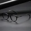 Solglasögonramar Fashion Optical Pure Titanium Glasses Frame Women 2023 Japanese Handmade Eyewear Men Retro Round Acetate 402