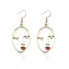 Dangle & Chandelier Fashion Pierced Face Earrings Personality Exaggerated Girl Metal Silhouette Student Daily Jewelry Gift338o