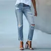 Women's Jeans Fashion High Waist Comfortable Skinny Solid Denim Ripped Pants Corduroys Women Jean