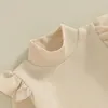 Giyim Setleri Suefunskry Çocuk Kız Kız Sonbahar Kış 2 PCS Kıyafet Uzun Kollu Yüksek Boyun Külotu Elastik Bel ile Üstleri A-line Kelyed