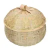 Dinnerware Sets Storage Basket With Lid Household Multi-function Bamboo Kitchen Weaving Egg Organizing Tea Leaf Bamboo-woven Round Container