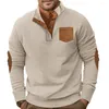 Felpa con colletto da uomo con cappuccio da uomo Pullover casual largo per maniche lunghe sportive esterne vari colori disponibili