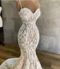 Sexy Mermaid Champagne Wedding Suknia 2024 Paski kochanie koronkowe aplikacje Long Bride suknie szata de Mariee vestidos de noiva