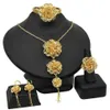 Luxuosos à mão Flores Dubai Africano Gold Jewelry Conjuntos de jóias da moda Mulheres dama de honra Presente237V
