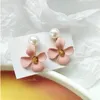 Boucles d'oreilles en pente coréenne tendance imitation alliage perlé boulange de boulange