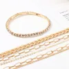 Catene in lega di strass catena della caviglia femmina Simple Style 2020 Summer Beach Foot Jewelry Anklets for Women Gold Color New235a