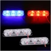 Decorative Lights New 1 Pair Police Led Strobe Flasher 3 Flash Stroboscopes Light Parking Emergency Warning Signal Drop Delivery Autom Dhgxl