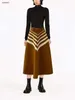 豪華な女性デザイナースカートスカートレディース夏の品質ファッションストライプビッグスイングロングオーバースカート12月22日ホット