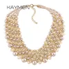 Kaymen Handmade Crystal Fashion Necklace Golden Plated Chains Beads Maxi Statement Necklace for Women Party Bijoux NK-01561 2202122387