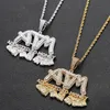 Hip Hop Micro Pave Cubic Zirconia Bling isad beroende av pengar Atm hängande halsband för män Rapper smycken guldfärg315U