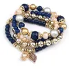 4PCS Set Designer Fashion multicouche Strand Crystal Beads Laisse les bracelets à filet