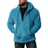 Vestes pour hommes Men manteau peluche Hiver à capuche épaisse chaude avec fermeture à glissière à cordon pour la veste extérieure à manches longues