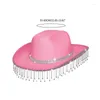 Bérets Diamante Cowboy Chapeau scintillant des glands pour les cocktails de maison disco