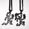 Stainless Steel Hatchetman BLACK juggalette Skeleton 2 S steel CHARM INSANE CLOWN POSSE TWIZTID RARE &black Curb chain neckl264J