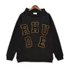 Rhude Designer Sweat à capuche Loose Fashion Men pour hommes Sports Pullover Teen High Street Parka Sweat Sweet Gratuit