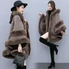 Women's Fur Thickened Cloak Loose Shawl Winter Hooded Retro Temperament