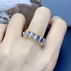 Cluster Rings Betrokkenheid Geschenk Natuurlijk en echte Tanzanite Luxury Ring Gemstone 925 Sterling Silver Fine Jewelry